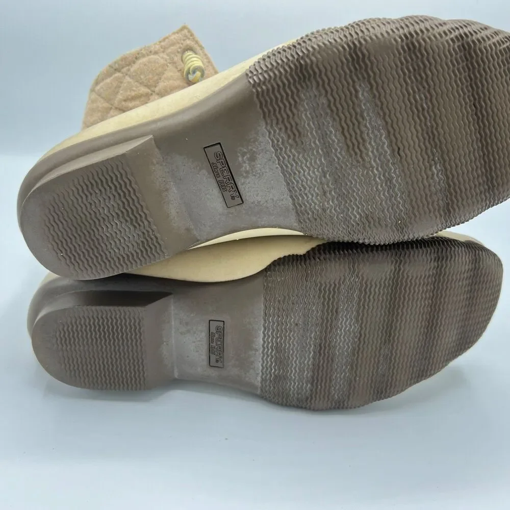 Sperry Saltwater Waterproof Rubber Duck Rain Boots Size 8M Quilted Oyster
